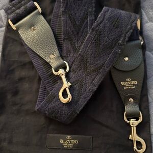 Valentino Garavani Black and Blue Guitar Strap Bag Strap